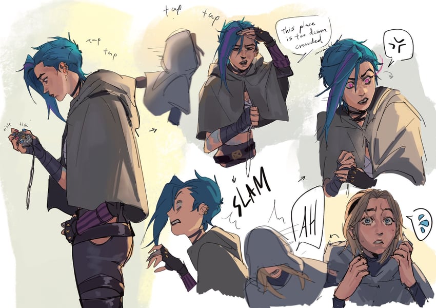 jinx and lux (league of legends and 1 more) drawn by koifee