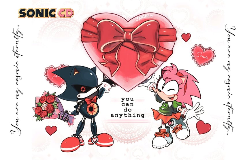 amy rose, metal sonic, and classic amy (sonic and 2 more) drawn by janire_pat01