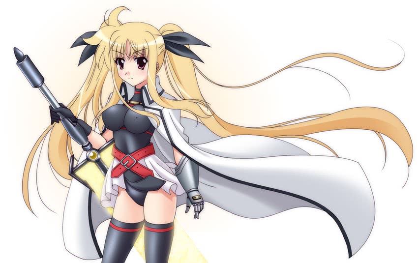 fate testarossa and bardiche (lyrical nanoha and 1 more) drawn by narutaki_shin