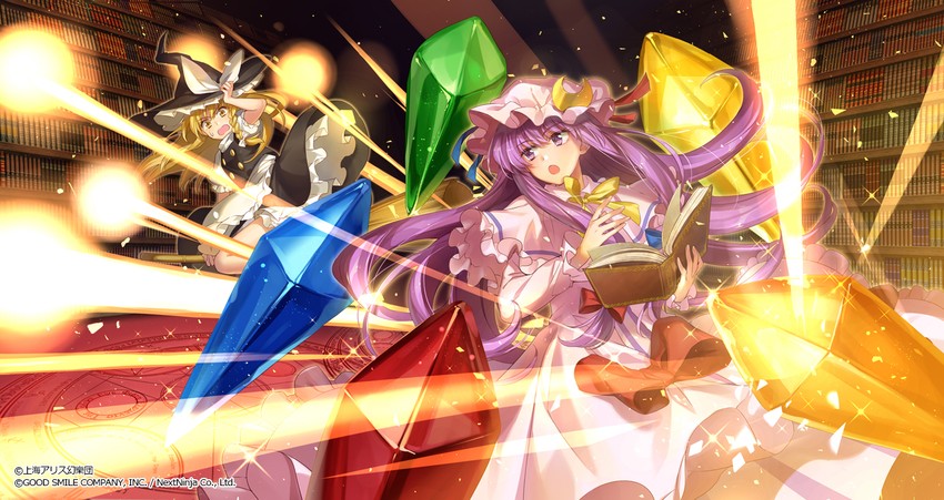 kirisame marisa and patchouli knowledge (touhou and 2 more) drawn by hagiwara_rin