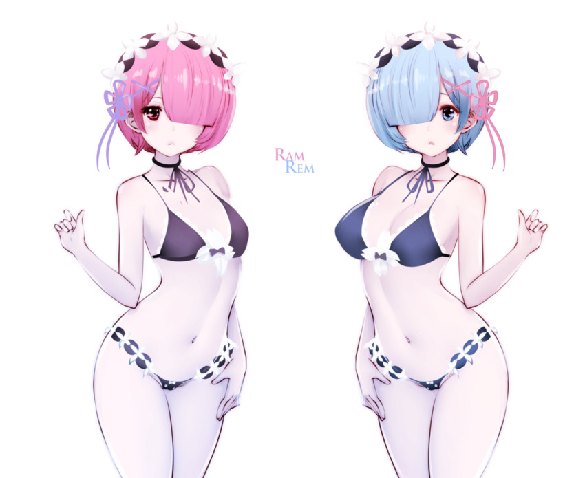 rem and ram (re:zero kara hajimeru isekai seikatsu) drawn by souryu