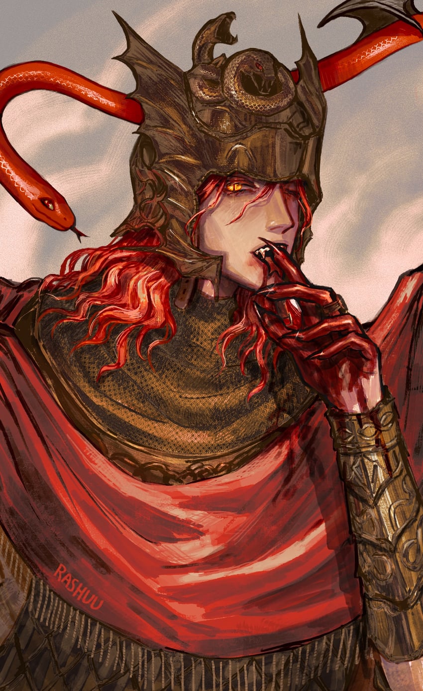 messmer the impaler (elden ring and 1 more) drawn by rashuu
