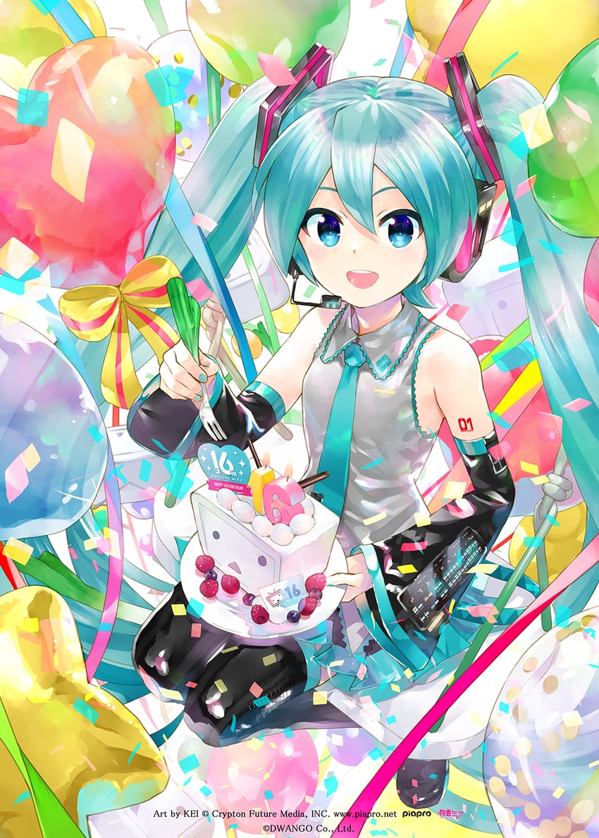 hatsune miku and terebi-chan (vocaloid and 1 more) drawn by kei_(keigarou)