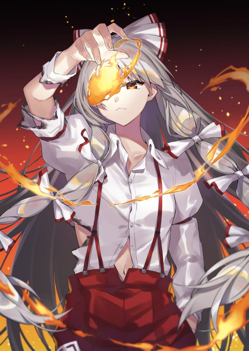 fujiwara no mokou (touhou) drawn by kan'yu_(citron_82)