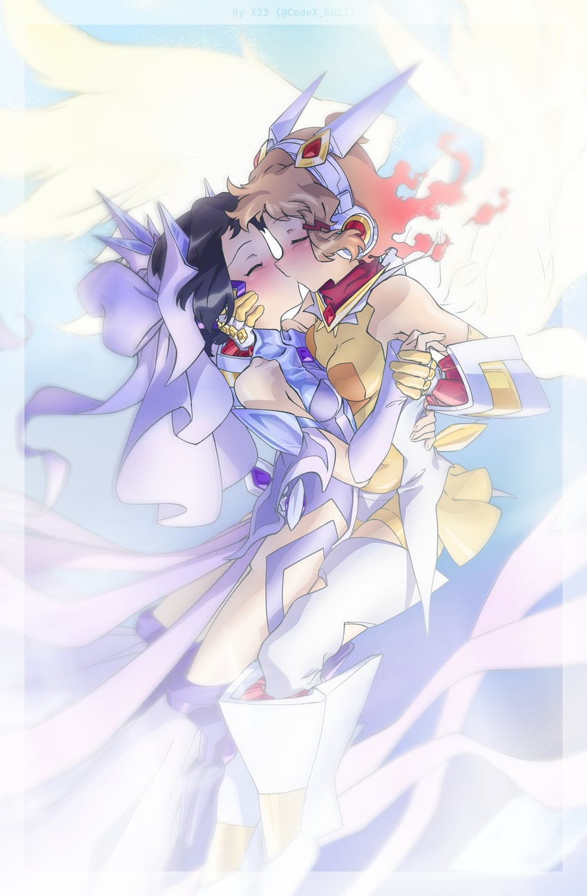 tachibana hibiki and kohinata miku (senki zesshou symphogear) drawn by 0x0023