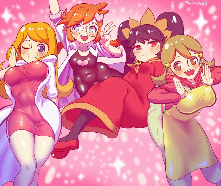 ashley, mona, penny crygor, and 5-volt (warioware) drawn by goat_(hotaruman97)