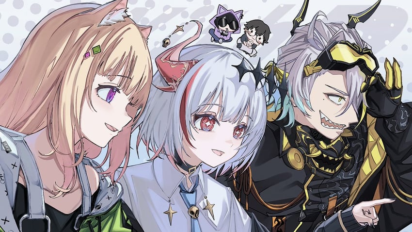 aki rosenthal, dtto., and utai meika (hololive and 3 more) drawn by azarasi_haru