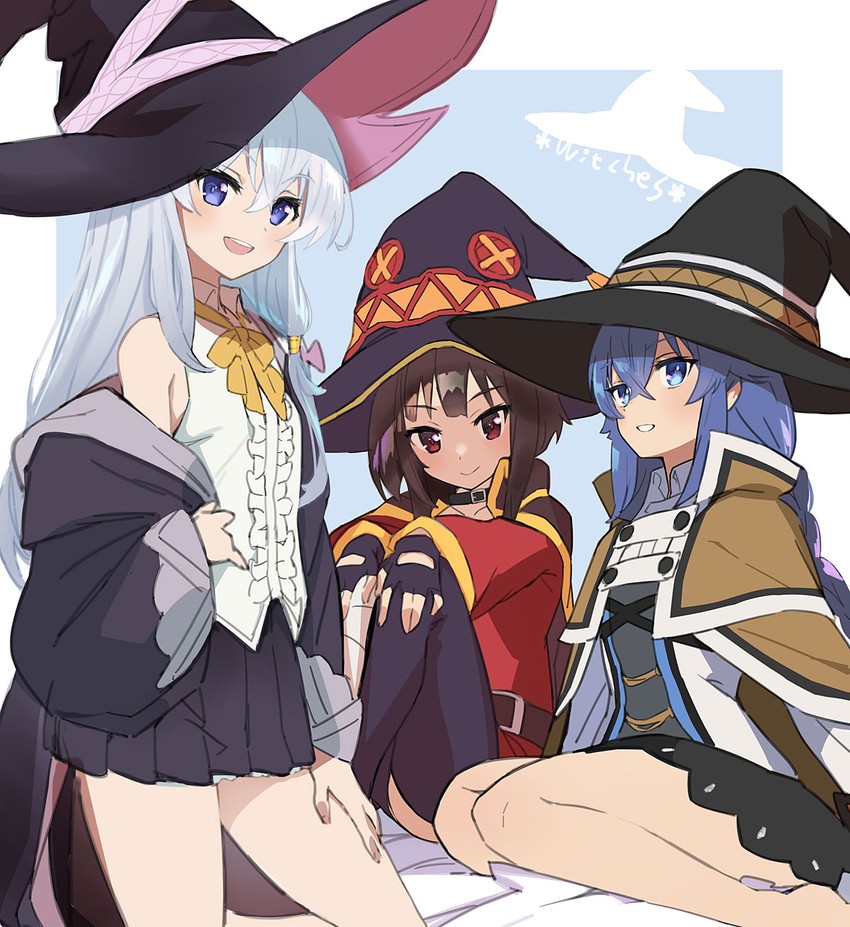megumin, roxy migurdia, and elaina (kono subarashii sekai ni shukufuku wo! and 3 more) drawn by gabu_(az210309)