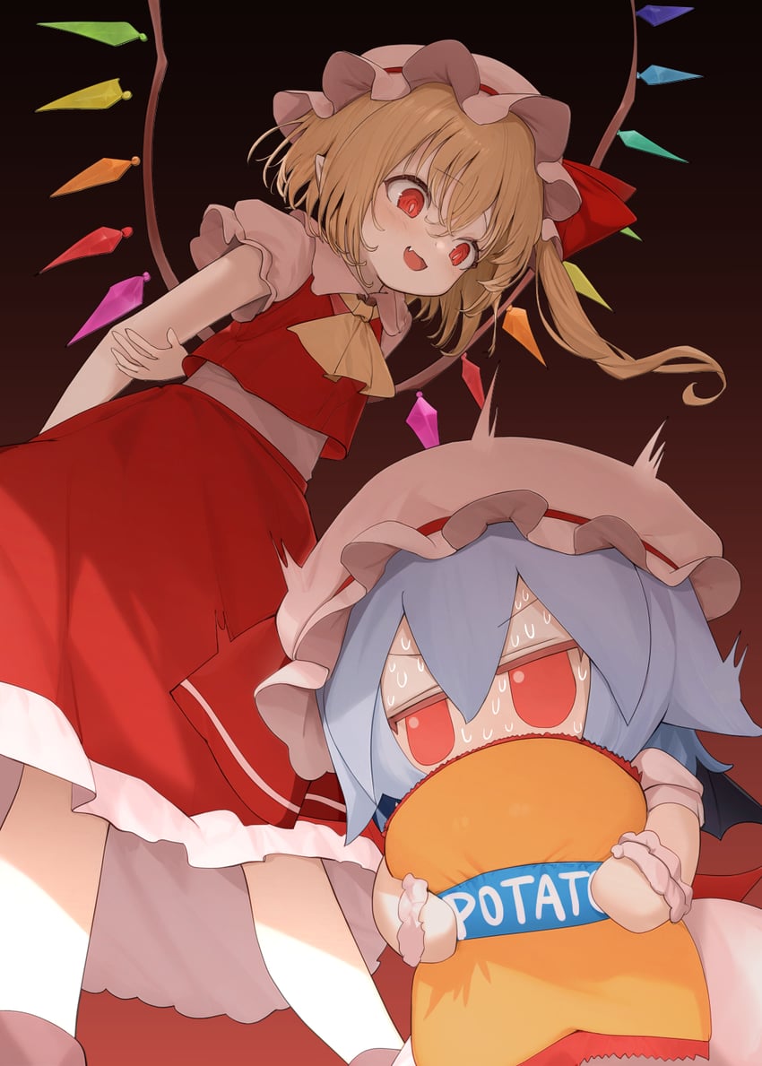 remilia scarlet and flandre scarlet (touhou) drawn by mikan_(manmarumikan)