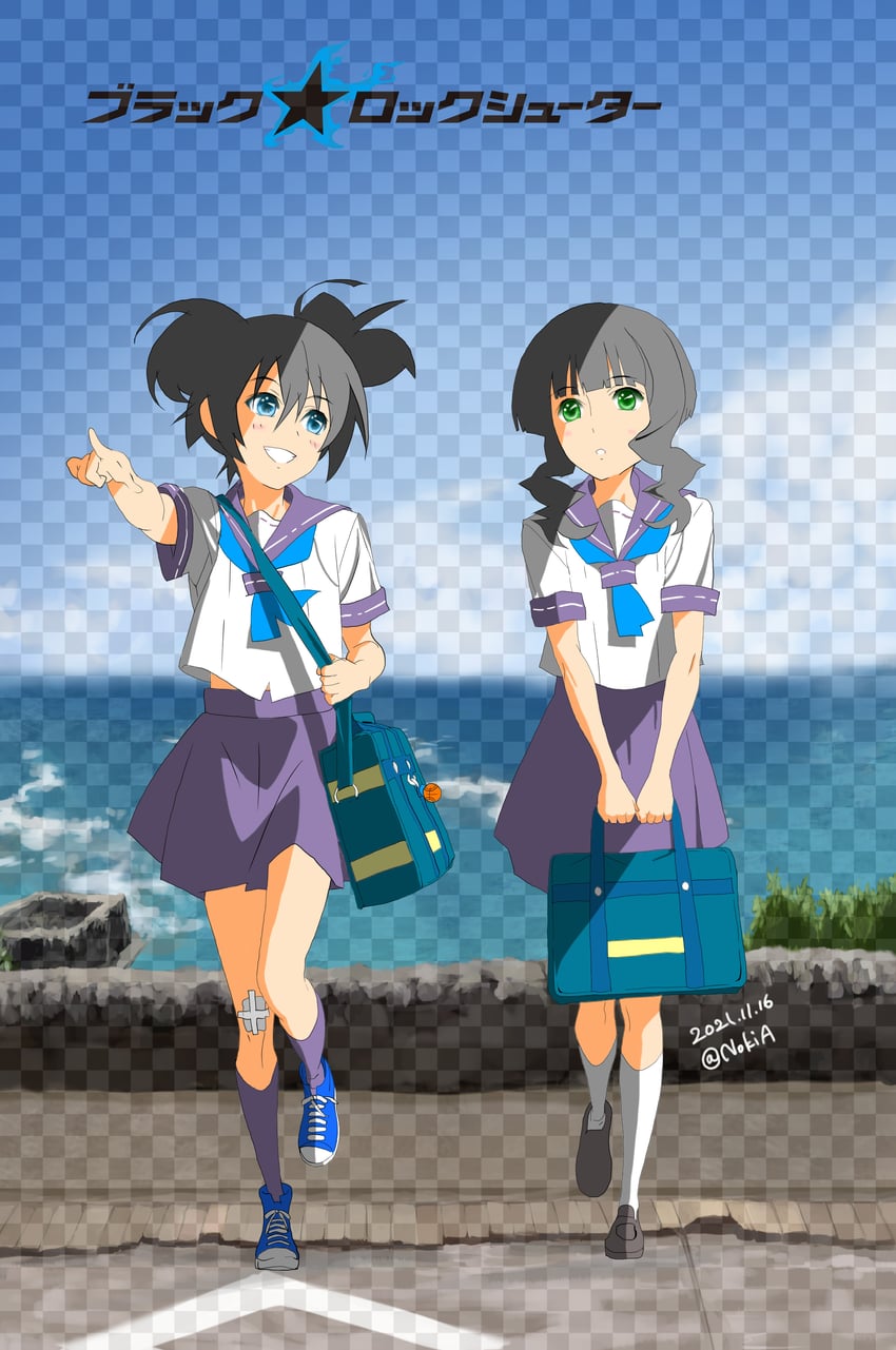 kuroi mato and takanashi yomi (black rock shooter) drawn by mb871