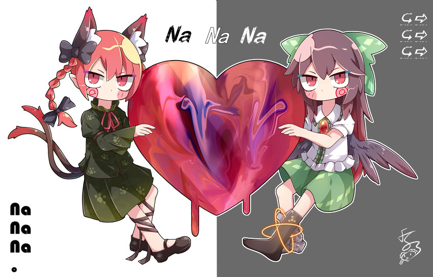 kaenbyou rin and reiuji utsuho (touhou) drawn by feng_ling_(fenglingwulukong)