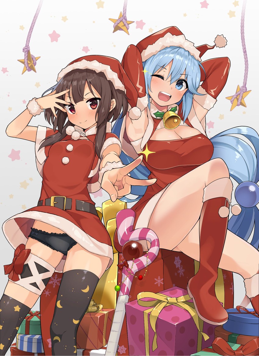 megumin and aqua (kono subarashii sekai ni shukufuku wo!) drawn by jovejun