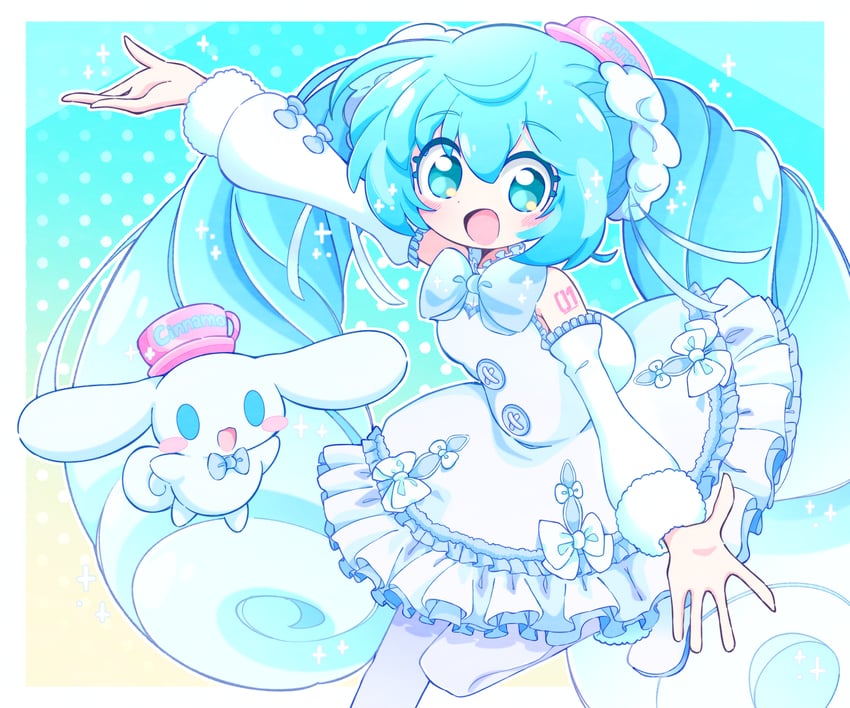 hatsune miku and cinnamoroll (vocaloid and 2 more) drawn by athina