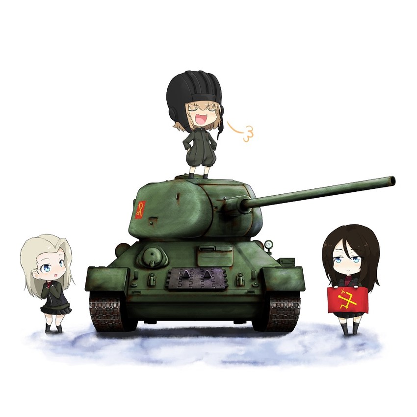 katyusha, nonna, and clara (girls und panzer) drawn by jinguu_(4839ms)