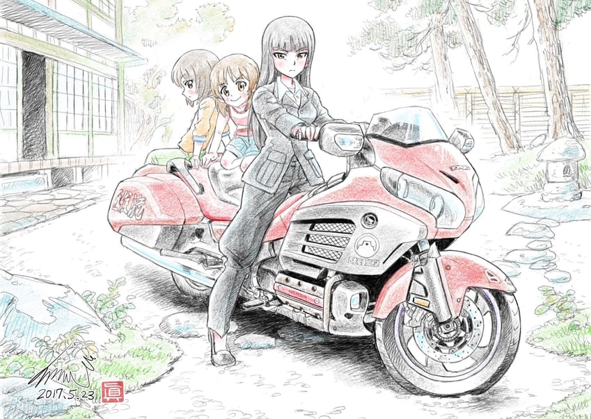 nishizumi miho, nishizumi maho, and nishizumi shiho (girls und panzer) drawn by kubota_shinji
