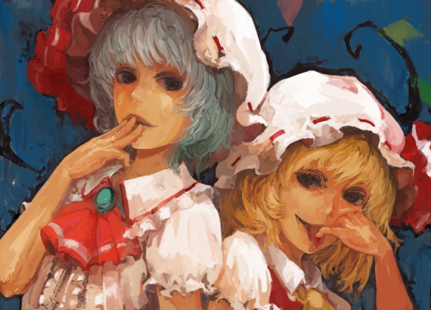 remilia scarlet and flandre scarlet (touhou) drawn by shoutarou_(tibi2)