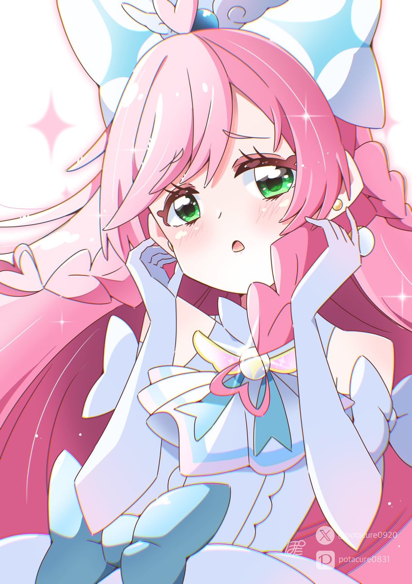 nijigaoka mashiro and cure prism (precure and 1 more) drawn by pota_(potacure1011)