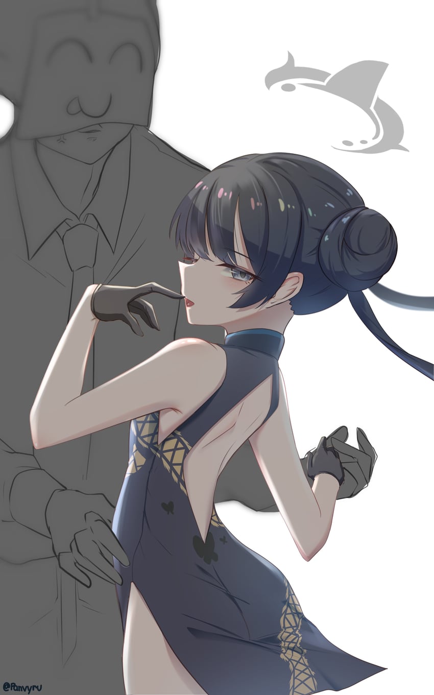sensei, doodle sensei, and kisaki (blue archive) drawn by panvyru