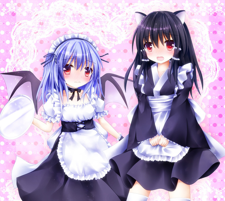 hakurei reimu and remilia scarlet (touhou) drawn by furomaaju_(fromage)