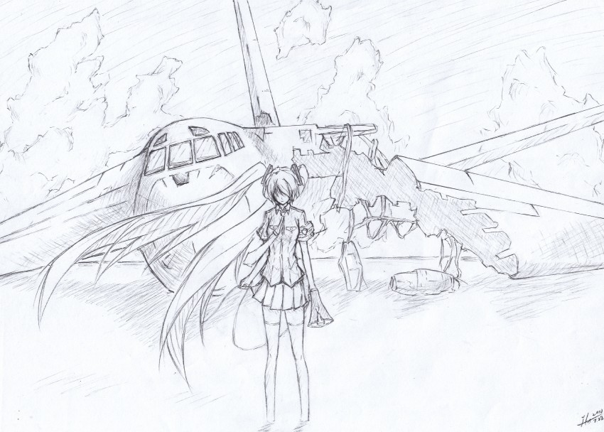 hatsune miku (vocaloid and 1 more) drawn by phantania