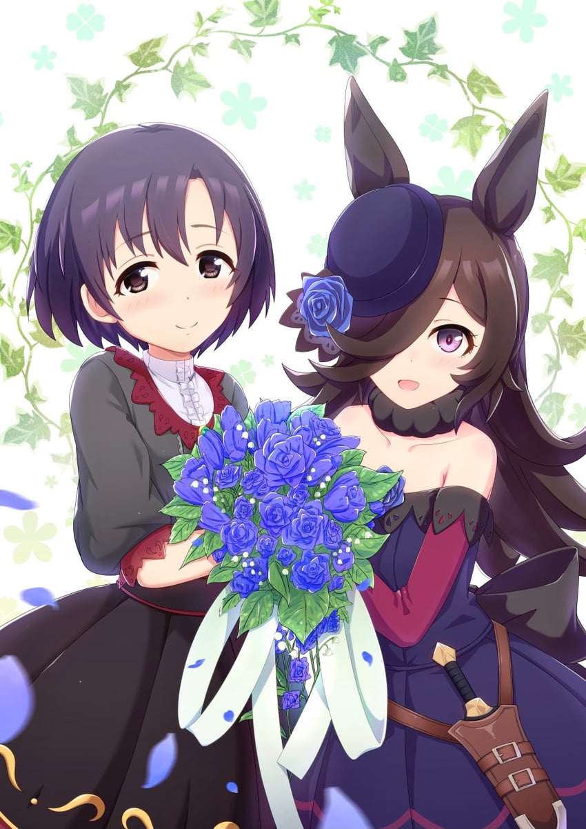 rice shower and shiragiku hotaru (idolmaster and 2 more) drawn by midorinocha