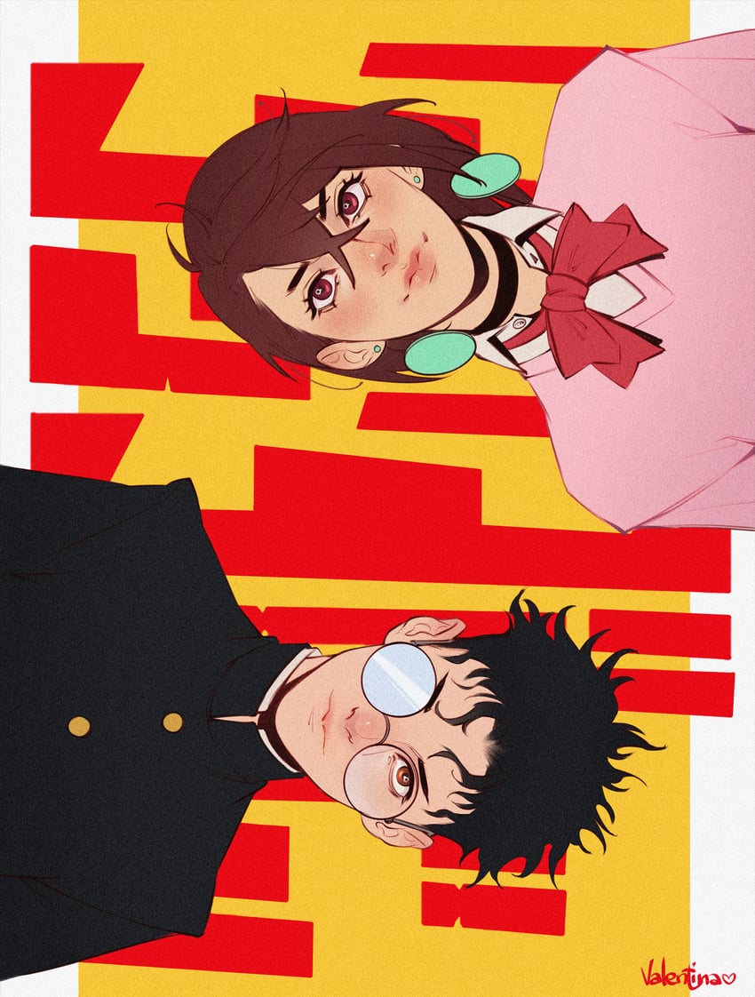 ayase momo and takakura ken (dandadan) drawn by valentina_tavolilla