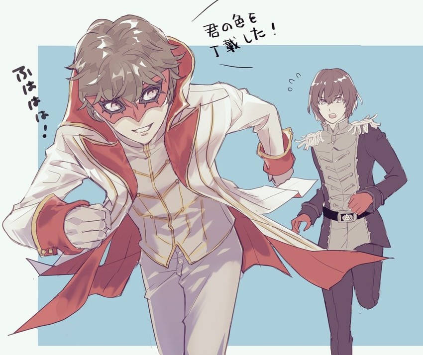 amamiya ren, akechi gorou, joker, and crow (persona and 2 more) drawn by nonota_(takerunoheya)
