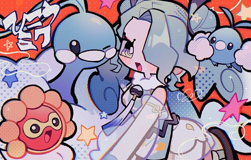 hatsune miku, altaria, swablu, castform, and flying miku (pokemon and 2 more) drawn by mid_(doa_3d)