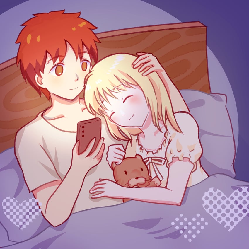 artoria pendragon, saber, and emiya shirou (fate and 1 more) drawn by kisaragi_kaede