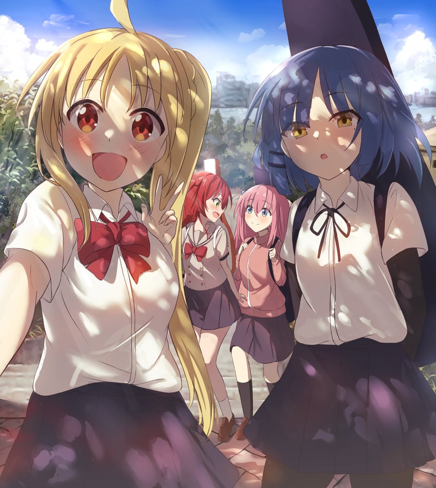 gotoh hitori, kita ikuyo, ijichi nijika, and yamada ryo (bocchi the rock!) drawn by itaba_atsushi