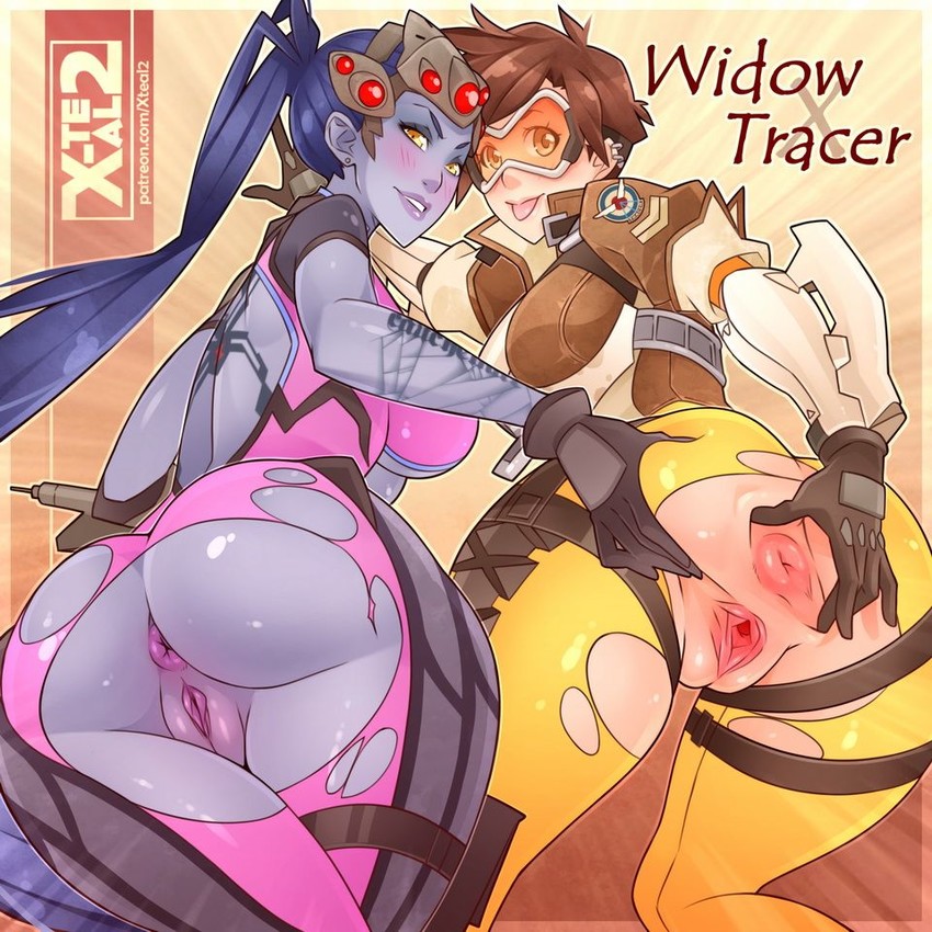 tracer and widowmaker (overwatch and 1 more) drawn by x-t3al