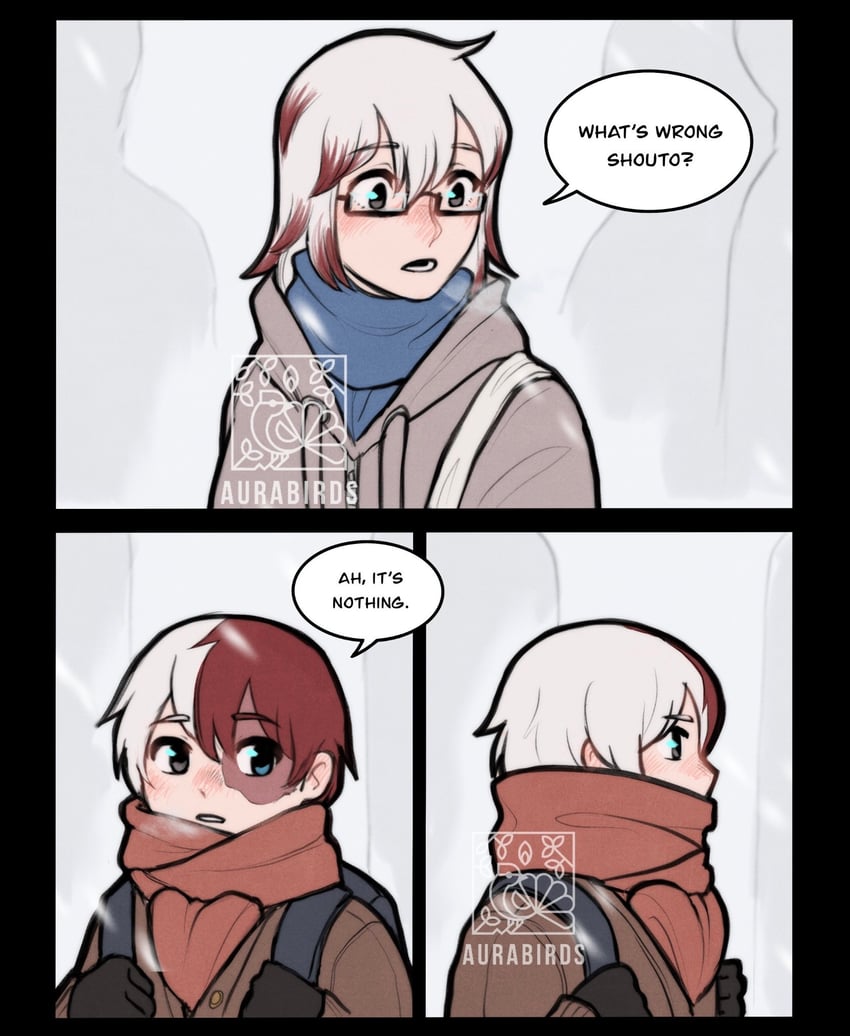 todoroki shoto and todoroki fuyumi (boku no hero academia) drawn by aurabirds