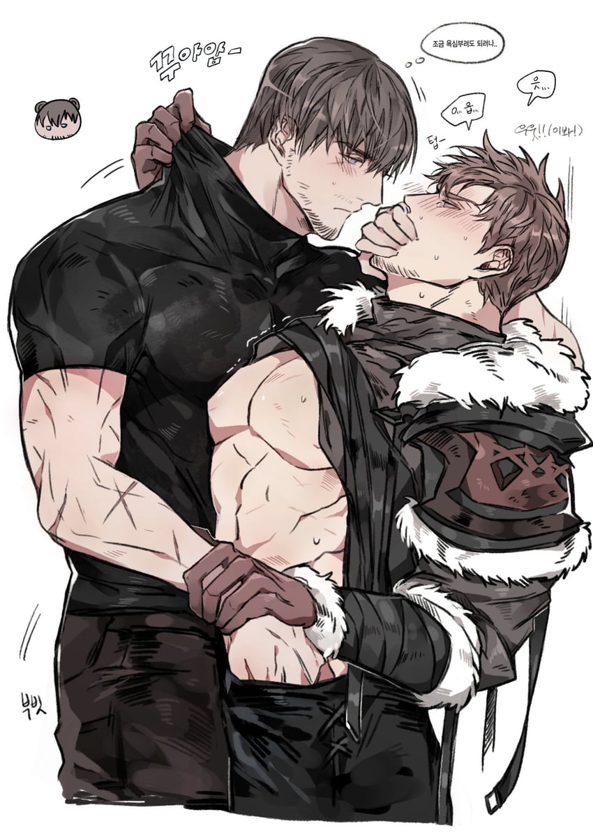 warrior of light, adventurer, and ardbert hylfyst (final fantasy and 1 more) drawn by gyulseu