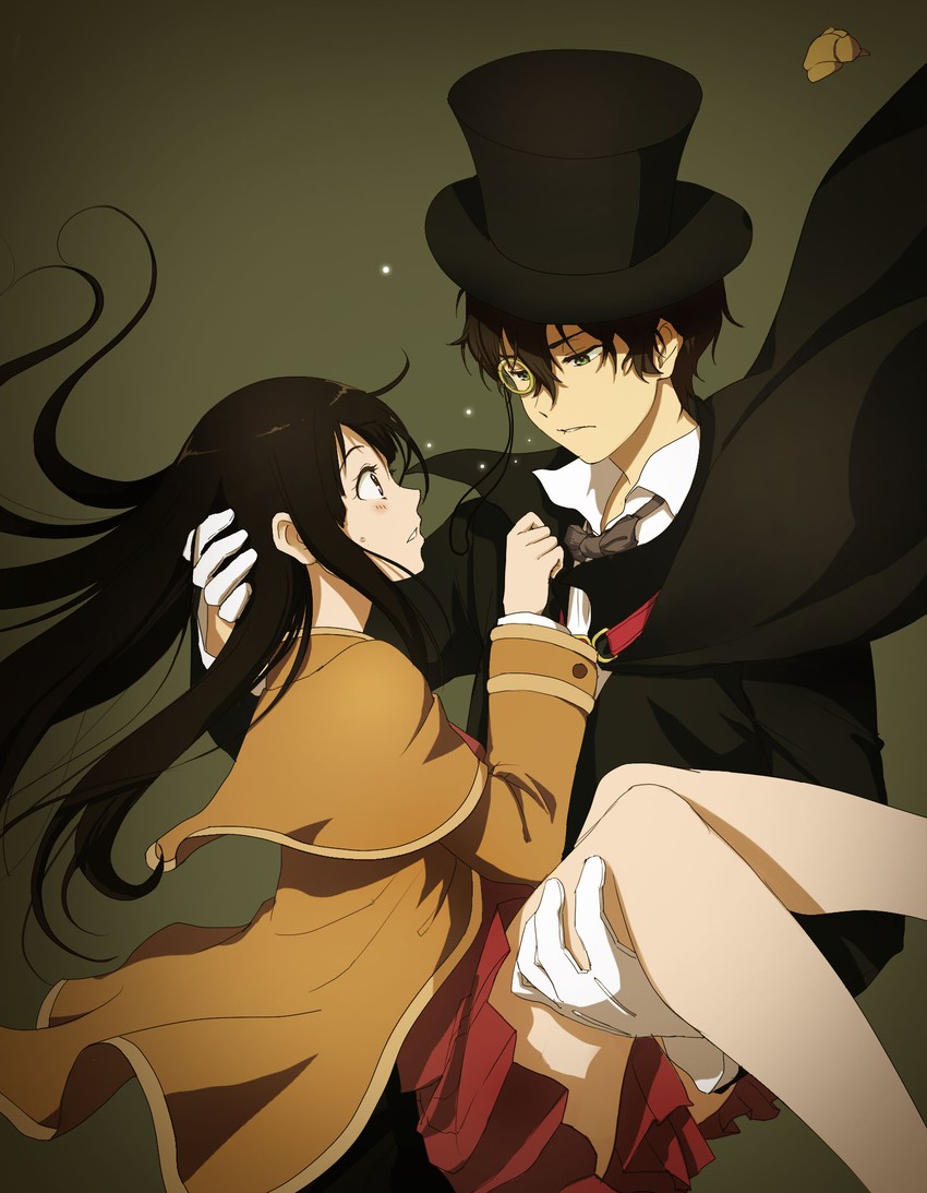 chitanda eru and oreki houtarou (hyouka) drawn by renyu1012