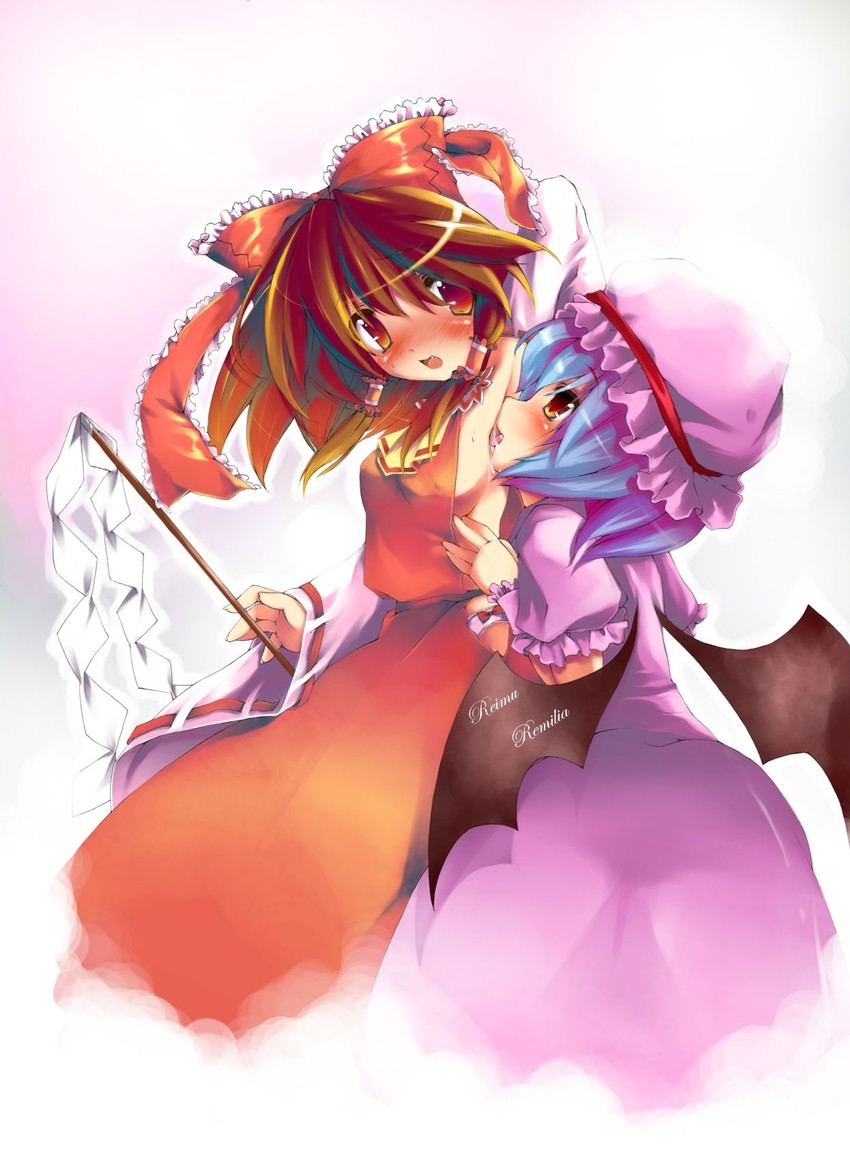 hakurei reimu and remilia scarlet (touhou) drawn by ren_san