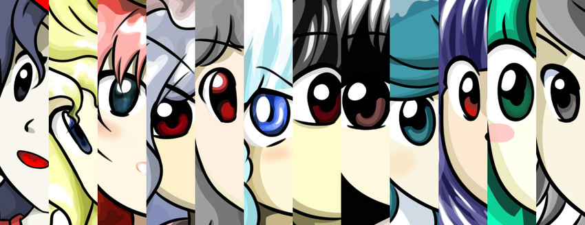 hakurei reimu, remilia scarlet, alice margatroid, cirno, fujiwara no mokou, and 7 more (touhou) drawn by guuchama