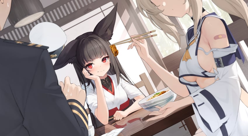 commander, ayanami, and nagato (azur lane) drawn by dalian_(1457091741)