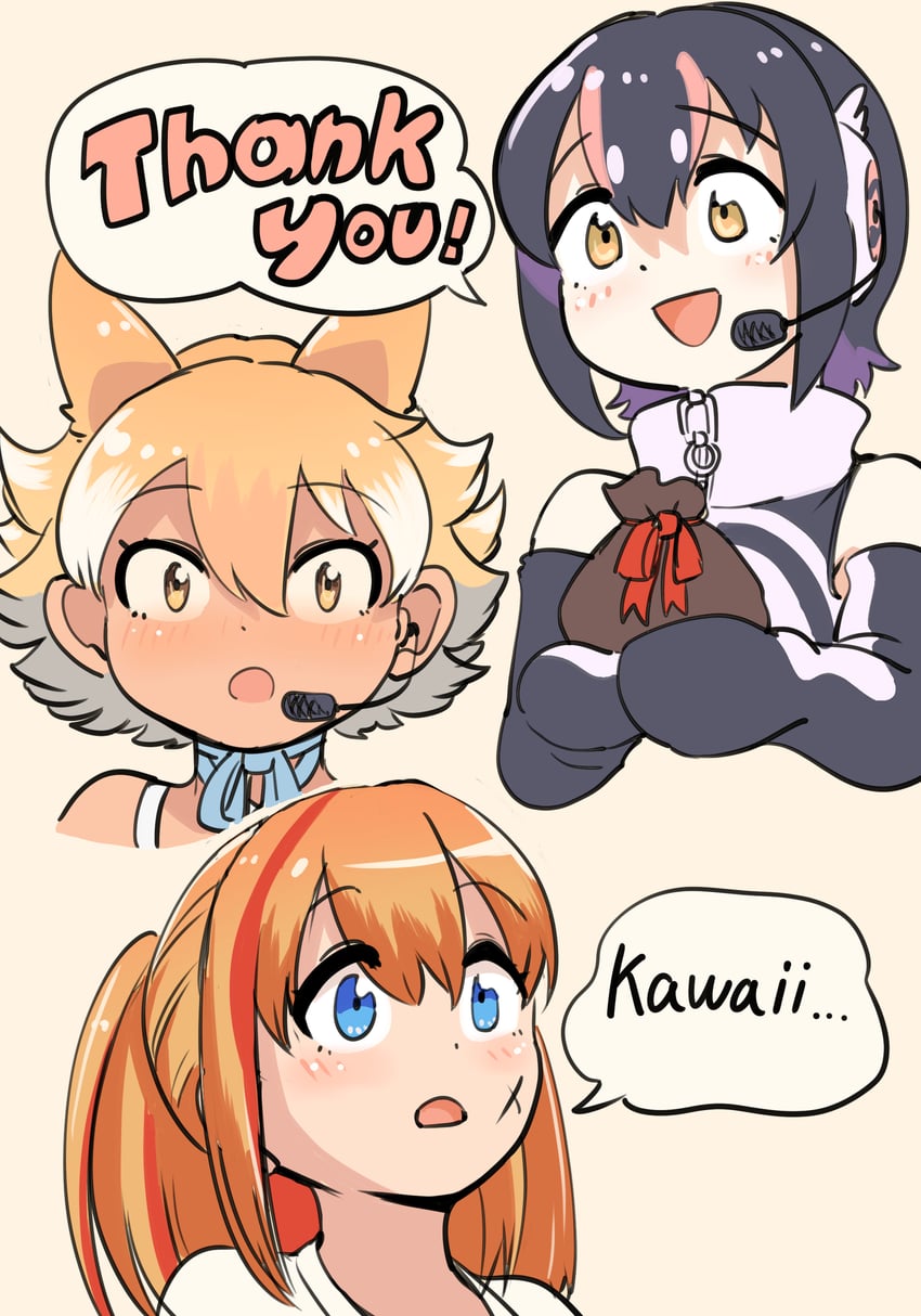 humboldt penguin, coyote, and irodori mayoi (kemono friends and 2 more) drawn by mcgunngu