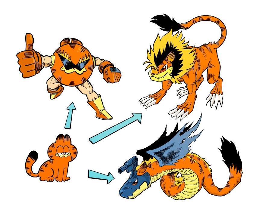 garfield (digimon and 1 more) drawn by sam_o