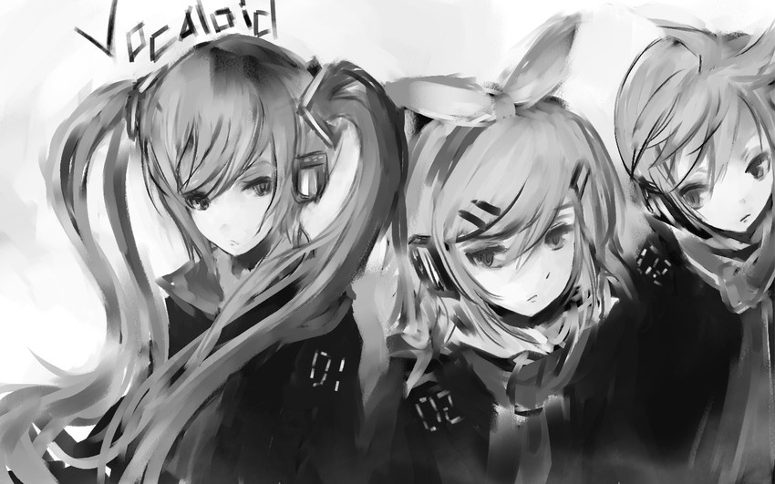 hatsune miku, kagamine rin, and kagamine len (vocaloid) drawn by shinso_(yoshitsuna)