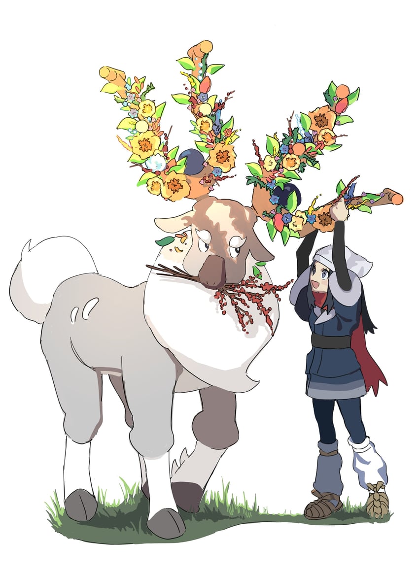 akari and wyrdeer (pokemon and 1 more) drawn by qwertybees