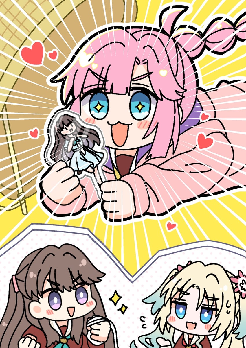 fujishima megumi, osawa rurino, and anyoji hime (love live! and 1 more) drawn by watage_modoki