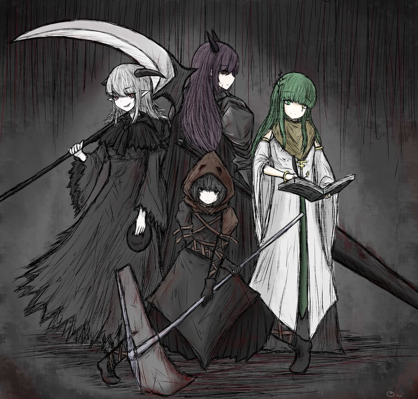 miranda, hein, lindamea, and ezwald (black souls) drawn by jiejiang_salty