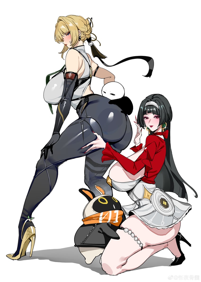 evelyn chevalier and astra yao (zenless zone zero) drawn by b.sa_(bbbs)