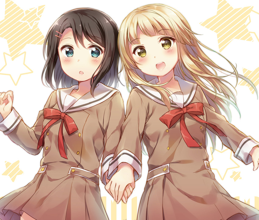 tsurumaki kokoro and okusawa misaki (bang dream!) drawn by hazuki_(sutasuta)