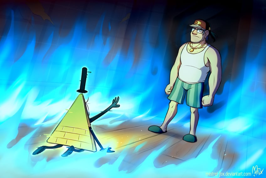 bill cipher and grunkle stan (gravity falls) drawn by mistrel-fox