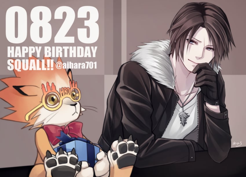 squall leonhart and moomba (final fantasy and 1 more) drawn by hiryuu_(kana_h)