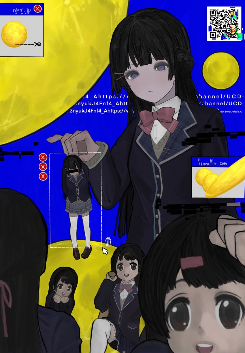 tsukino mito and nazono mito (nijisanji) drawn by syake_(cunsha14805)