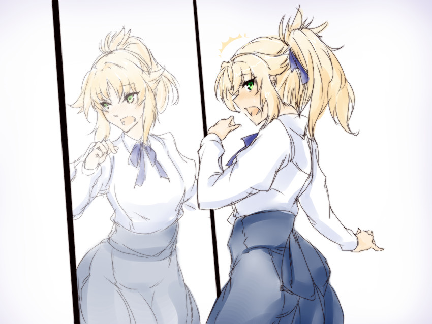 artoria pendragon, saber, and mordred (fate and 2 more) drawn by dandara_(karakure)