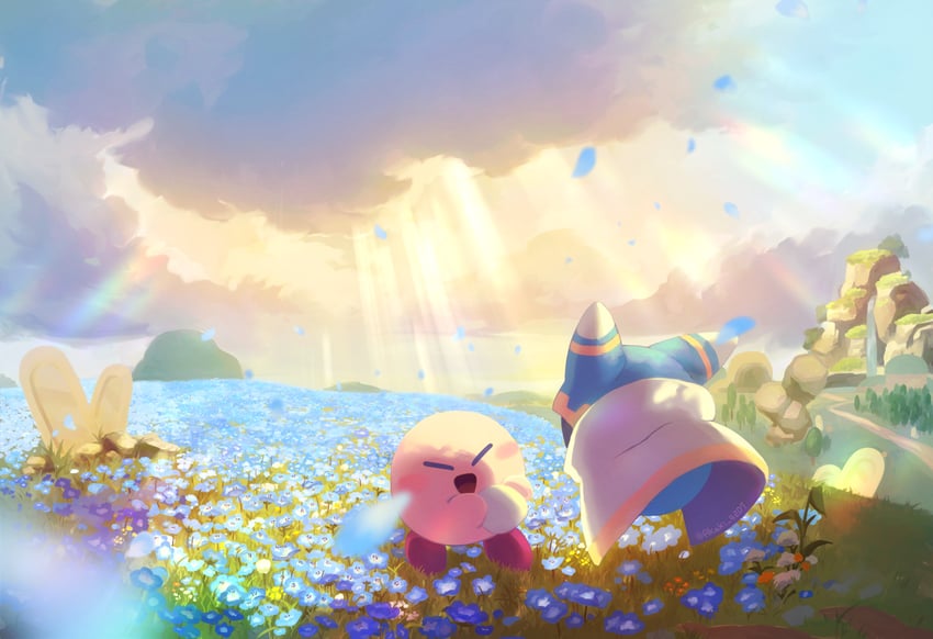 kirby and magolor (kirby and 1 more) drawn by amedama_(akaki_4207)